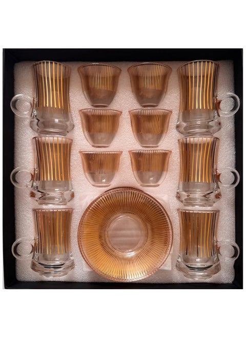 Tea Cawa set with Saucer | Turkish Estikana Cups for Tea Coffee Cup for Home, Office, Set of 18 pcs.