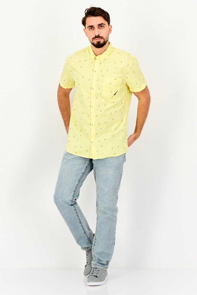 NAUTICA Men Regular Fit Allover Print Short Sleeve Casual Shirt, Multicolor - Image 3