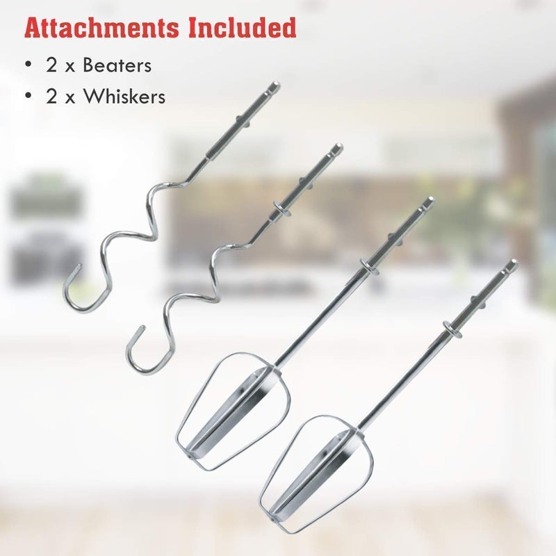 Trade Fashion INTELLIE Trade Ventures Electric Hand Mixer and Blenders with Chrome Beater and Dough Hook Stainless Steel Attachments Speed Setting Beater for Cake Egg Bakery 180 watt  - Image 2