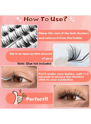 96PCS False Eyelash Extensions Kit, DIY Natural Super Fluffy Lashes with 5 Lengths (8–16mm), Cat Eye False Eyelashes for Daily & Stage Makeup – Reusable Individual Eyelash Extensions with Soft Faux Mink Fibers - view 4