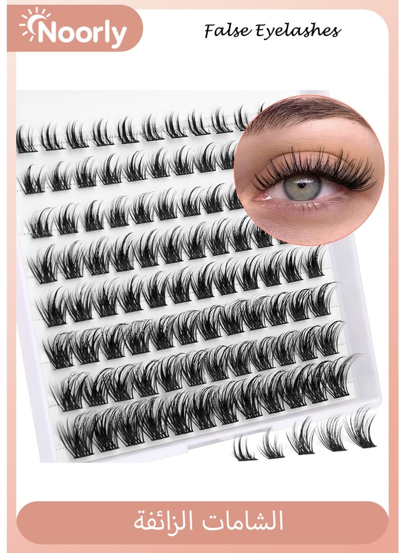 Noorly 96PCS False Eyelash Extensions Kit, DIY Natural Super Fluffy Lashes with 5 Lengths (8–16mm), Cat Eye False Eyelashes for Daily & Stage Makeup – Reusable Individual Eyelash Extensions with Soft Faux Mink Fibers - Image 1