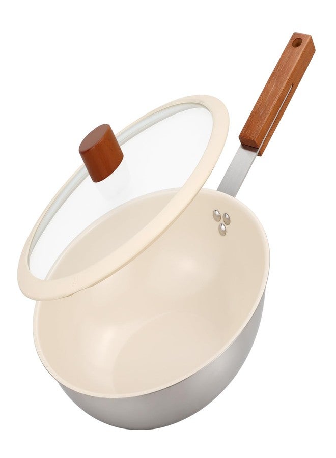 MARSKITOP Stainless Steel Wok Pan, Ceramic Nonstick Stir Fry Pan with Lid and Wooden Handle, 9.5 Inch Induction Wok, PFAS Free - Image 1