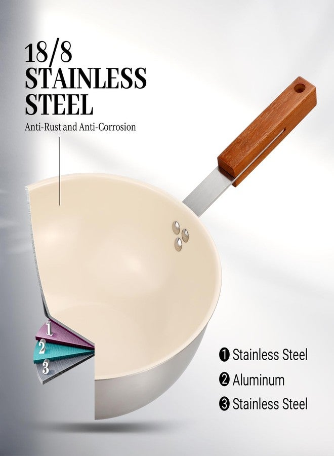 MARSKITOP Stainless Steel Wok Pan, Ceramic Nonstick Stir Fry Pan with Lid and Wooden Handle, 9.5 Inch Induction Wok, PFAS Free - Image 5