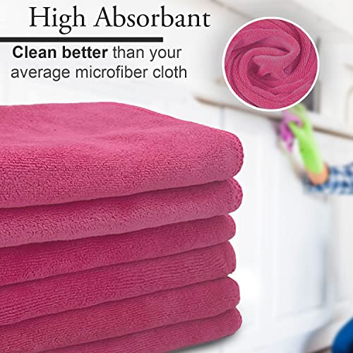 Sassoon Highly Absorbent Microfiber Cleaning Cloth in 450 GSM (6 Pcs, Coral Pink) 40X40 cms- Thick Lint & Streak-Free Multipurpose Cloths-Automotive Microfiber Towels for Car Bike Cleaning - Image 2