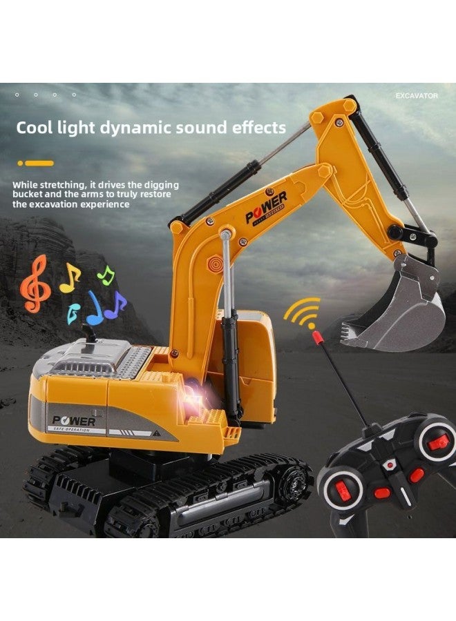 Large Remote Control Alloy Engineering Car Boys Toy Digger Electric Children's Construction Vehicle Interactive Play Equipment-Color:Remote Control Excavator -5 Channels 【acousto-optic Plastic Diggi - Image 4