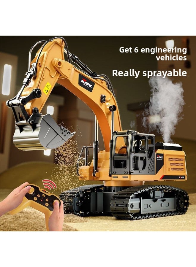 Large Remote Control Alloy Engineering Car Boys Toy Digger Electric Children's Construction Vehicle Interactive Play Equipment-Color:Remote Control Excavator -5 Channels 【acousto-optic Plastic Diggi - Image 2