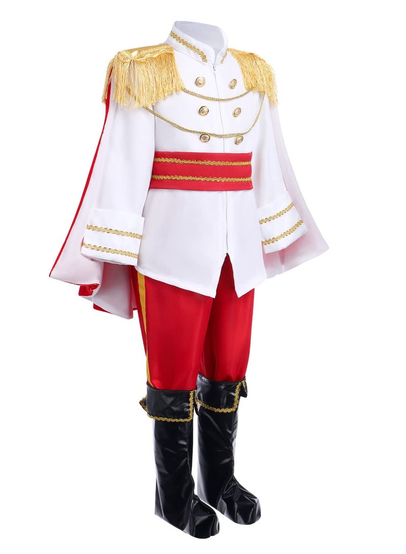 Loquat Prince Charming Cosplay Costume for Toddler Kid Medieval Royal Prince Jacket Pants Crown Dress Up Party Outfit For Boys - Image 2
