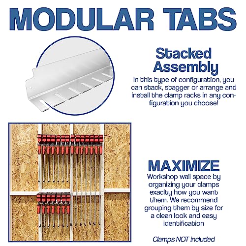 Fulton Woodworking Tools Bar/Parallel Clamp Modular Clamp Rack •Easy and Quick to Align •Pre-Drilled 16 inch on Center •3 Pack - Image 2