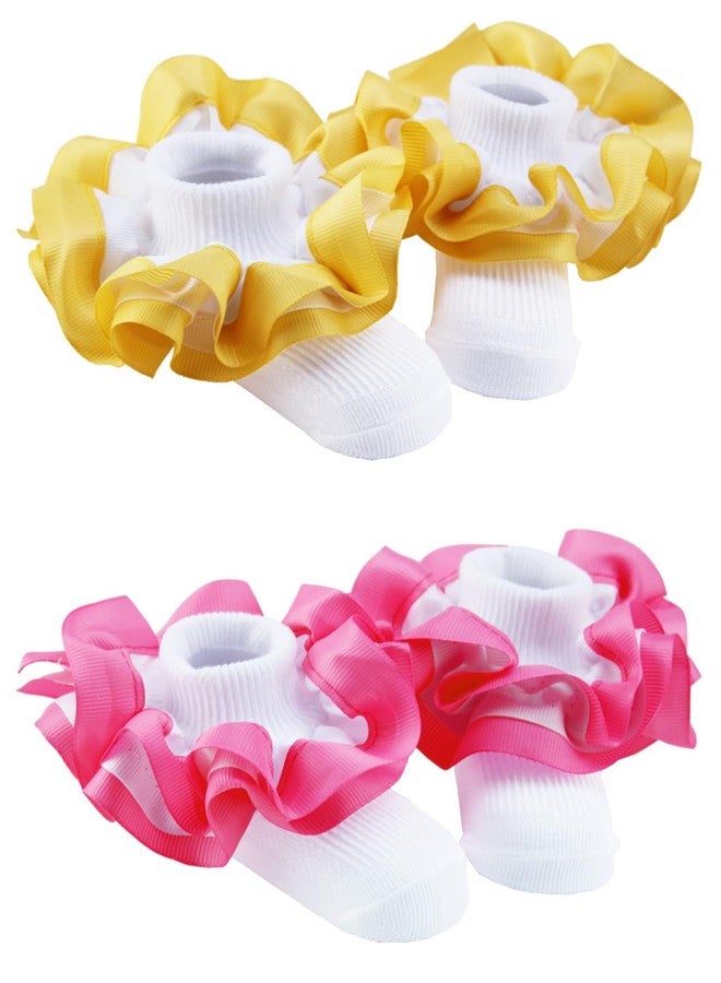 PrinceSasa Princess Party Ruffle Colorful Lace Infant Newborn Baby Little Girl Sock (Pack of 2),3FPB2S2,size 12-24 Months(2Y) - Image 1
