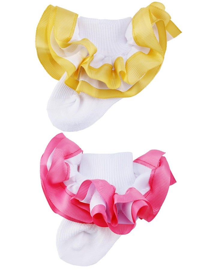 PrinceSasa Princess Party Ruffle Colorful Lace Infant Newborn Baby Little Girl Sock (Pack of 2),3FPB2S2,size 12-24 Months(2Y) - Image 2
