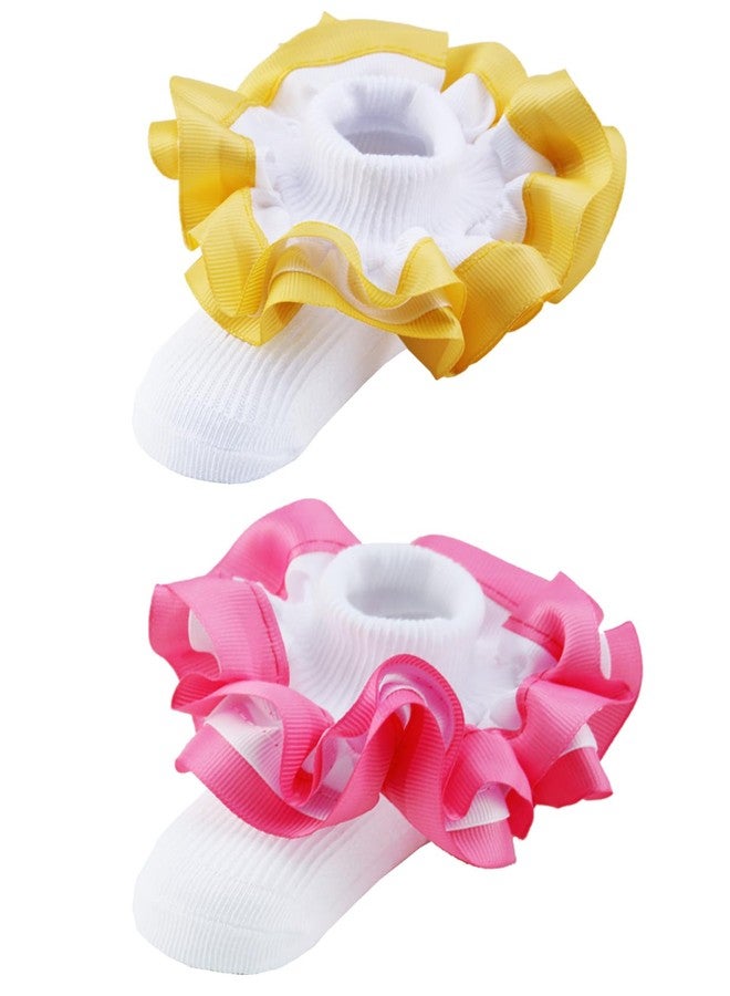 PrinceSasa Princess Party Ruffle Colorful Lace Infant Newborn Baby Little Girl Sock (Pack of 2),3FPB2S2,size 12-24 Months(2Y) - Image 3