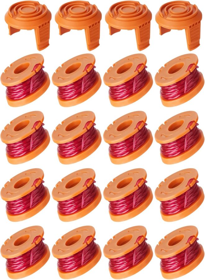 20 Pack Trimmer Spool Line for Worx, WA0010 Edger Spools Replacement for Worx, 0.065 inch Trimmer Line Refills for Worx, Compatible with Worx String Trimmers(16 Grass Trimmer Line, 4 Trimmer Cap) - Image 2