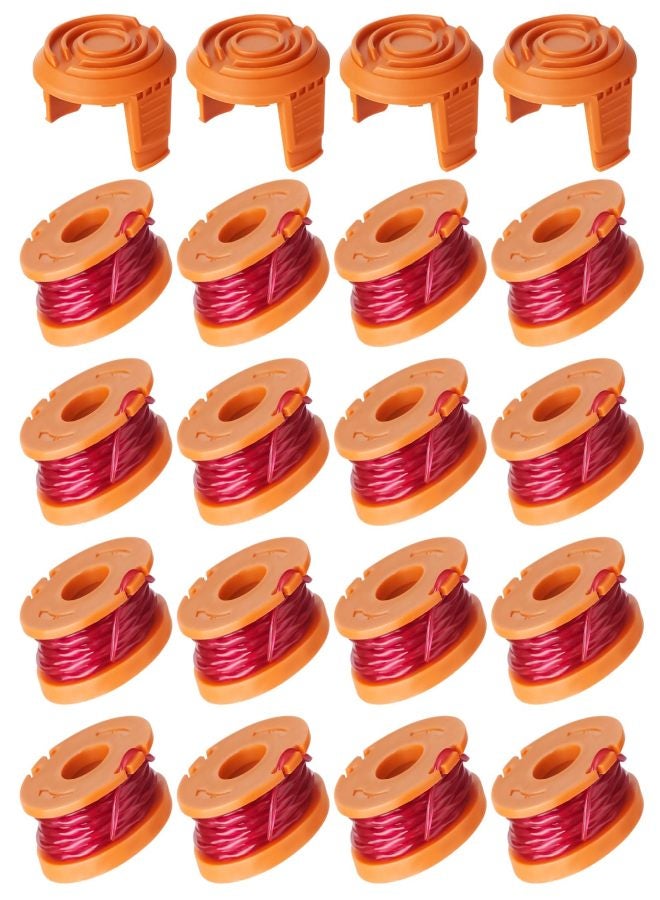 20 Pack Trimmer Spool Line for Worx, WA0010 Edger Spools Replacement for Worx, 0.065 inch Trimmer Line Refills for Worx, Compatible with Worx String Trimmers(16 Grass Trimmer Line, 4 Trimmer Cap) - Image 1