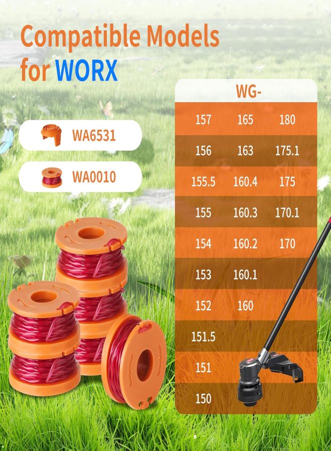 20 Pack Trimmer Spool Line for Worx, WA0010 Edger Spools Replacement for Worx, 0.065 inch Trimmer Line Refills for Worx, Compatible with Worx String Trimmers(16 Grass Trimmer Line, 4 Trimmer Cap) - Image 4