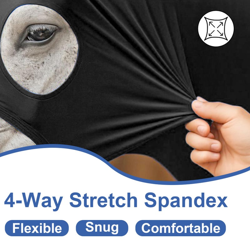 Gallopoff Horse Slinky Hood With Zipper  Stretch Spandex Sleazy Hood For Mane Protection  Breathable Horse Neck Cover For Show Prep  Braids Saver  Sleek Grooming Under Blanket Use Black Large - Image 2