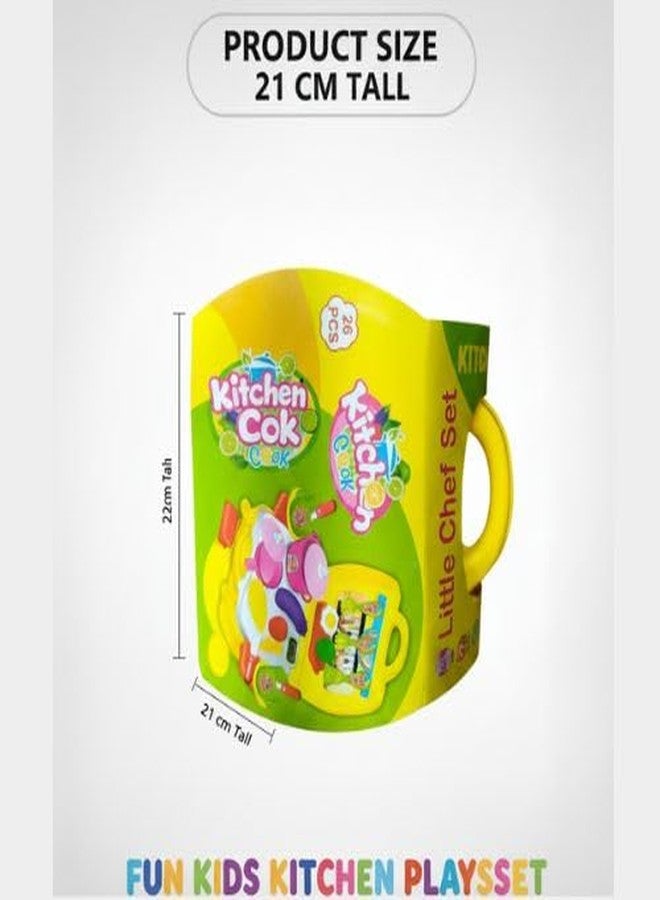 LECRAFT Fun Kids Kitchen Playset, 26 Piece Portable Educational Toy Set with Carrying Case, Colorful Cooking Utensils and Tea Set, 21cm Wide - Image 5