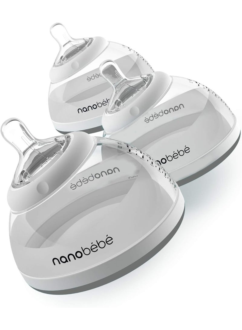 Nanobebe Stage 2 Transition Baby Bottle, Easy To Clean, Instinctual & Comfortable, 3-Pack, Grey - Image 1
