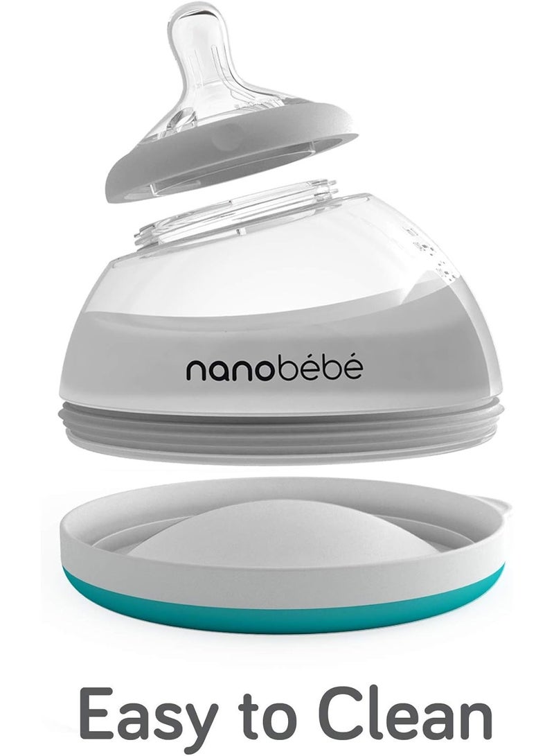 Nanobebe Stage 2 Transition Baby Bottle, Easy To Clean, Instinctual & Comfortable, 3-Pack, Grey - Image 3