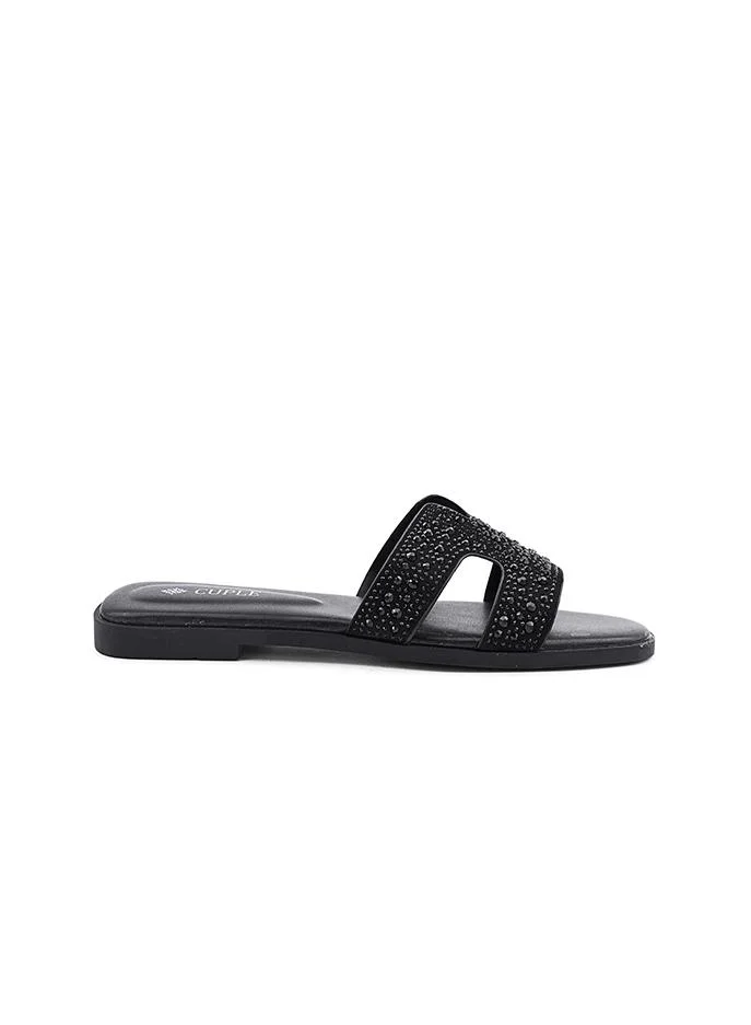 كابلي Cuple Embellished Double Strap Flat Slides