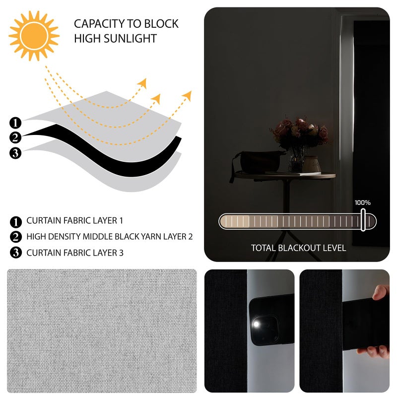 WdFour UV Protect  100% Light Block  Multi-use  no Noise  Easy Installed Door Curtains  Adjustable Roller Shade  Window Blind  Panel for Office  Apartment  and Classroom(8Wx36H Light Gray 1 Piece) - Image 3