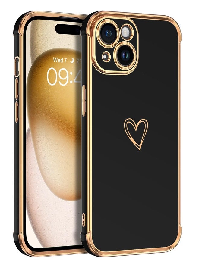 بنتوبين جراب BENTOBEN متوافق مع آيفون 15، جراب هاتف آيفون 15، بنقشة قلب لطيفة، تصميم نحيف، رقيق، ناعم، مرن، مقاوم للصدمات، مصنوع من مادة TPU، مانع للانزلاق، خفيف الوزن، غطاء حماية للنساء والفتيات، أسود - Image 1