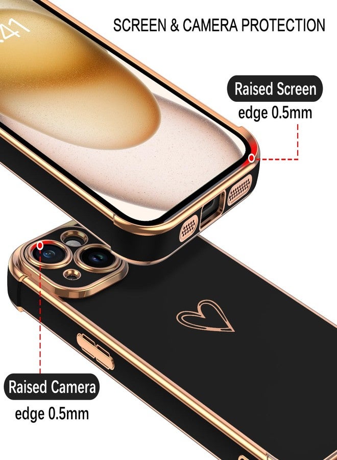 بنتوبين جراب BENTOBEN متوافق مع آيفون 15، جراب هاتف آيفون 15، بنقشة قلب لطيفة، تصميم نحيف، رقيق، ناعم، مرن، مقاوم للصدمات، مصنوع من مادة TPU، مانع للانزلاق، خفيف الوزن، غطاء حماية للنساء والفتيات، أسود - Image 4