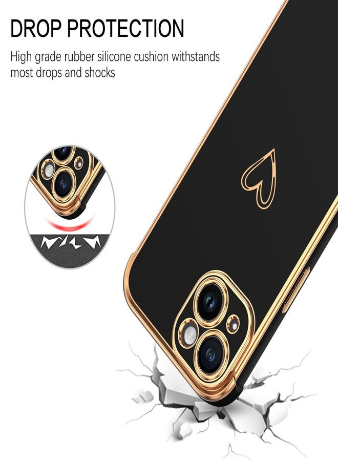 بنتوبين جراب BENTOBEN متوافق مع آيفون 15، جراب هاتف آيفون 15، بنقشة قلب لطيفة، تصميم نحيف، رقيق، ناعم، مرن، مقاوم للصدمات، مصنوع من مادة TPU، مانع للانزلاق، خفيف الوزن، غطاء حماية للنساء والفتيات، أسود - Image 3