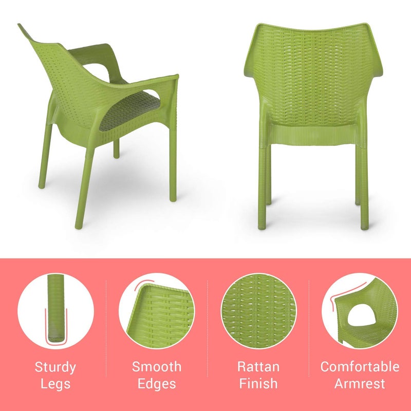 Supreme Cambridge Heavy Durable Plastic Chair with Steel Legs for Home Office Garden and Restaurents Mehendi Green Set of 4 - Image 5