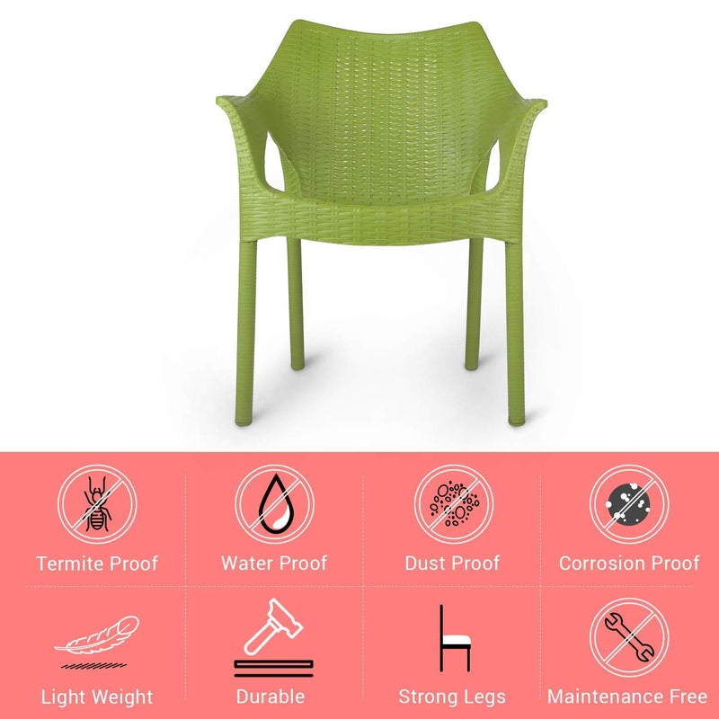 Supreme Cambridge Heavy Durable Plastic Chair with Steel Legs for Home Office Garden and Restaurents Mehendi Green Set of 4 - Image 4
