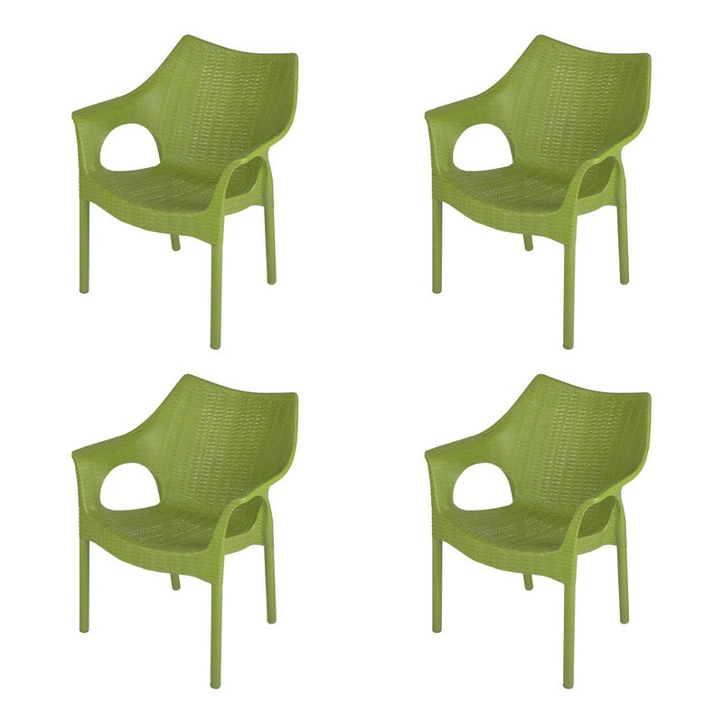 Supreme Cambridge Heavy Durable Plastic Chair with Steel Legs for Home Office Garden and Restaurents Mehendi Green Set of 4 - Image 1