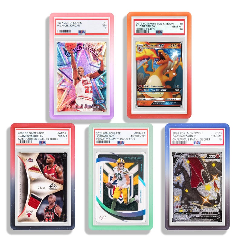 NAKIS Slab Guard for PSA Graded Cards, 5-Pack TPU Slab Protector Graded Guard Bumper Guard for PSA Graded Card Only, Gradient Color Glitter Limited Edition, (5) Multi-Color - Image 4