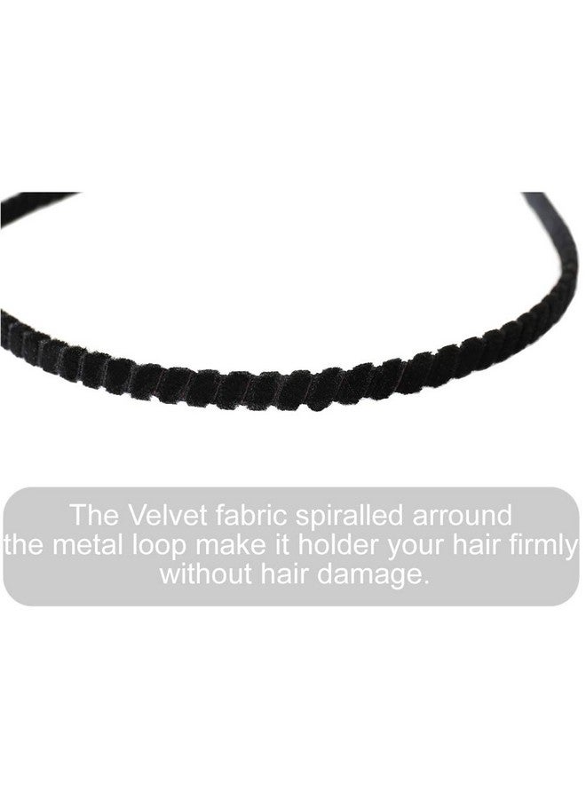 Angla 10 Pack Women Plain Black Velvet Fabric Cloth Covered Thin Skinny Hard Metal Hair Hoop Band Headband Holder Clasp Comb With Teeth Crown Bow Fascinators Headpiece Accessories Diy - Image 3