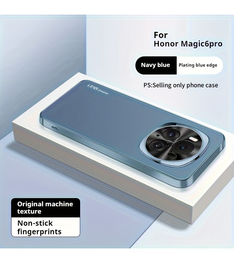 For Honor Magic6 Pro 5G Light Blue Soft Electroplated Frame Frosted Metal Lens Anti Fingerprint All Round Protective Case - Image 5