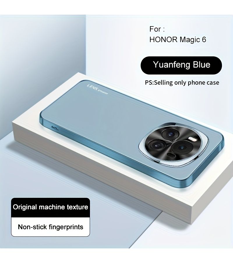 For Honor Magic6 Pro 5G Light Blue Soft Electroplated Frame Frosted Metal Lens Anti Fingerprint All Round Protective Case - Image 4