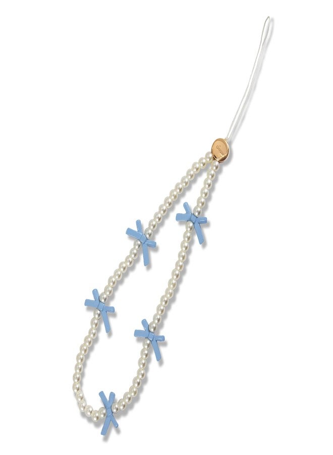 Sonix Beaded Phone Charm - Universal Wrist Strap for Cell Phone, Keys, AirPods, Keychains, Bag Charms | Blue Bows - Image 1