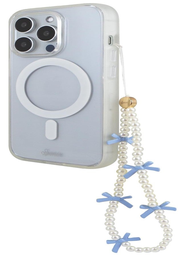 Sonix Beaded Phone Charm - Universal Wrist Strap for Cell Phone, Keys, AirPods, Keychains, Bag Charms | Blue Bows - Image 3