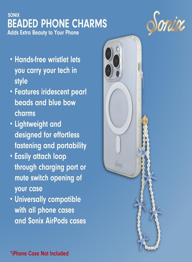 Sonix Beaded Phone Charm - Universal Wrist Strap for Cell Phone, Keys, AirPods, Keychains, Bag Charms | Blue Bows - Image 5