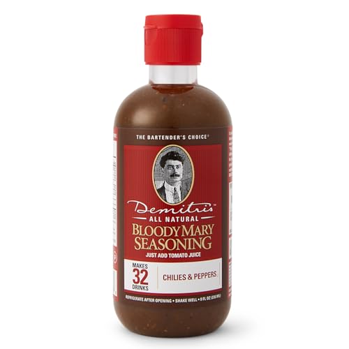 miubaao Demitri's Bloody Mary Seasoning Chilies & Peppers - Spicy Bloody Mary Mix - Concentrated Mixer - Bold Rich Flavor - Perfect for Home Brunch Parties & Cocktails - 8oz Bottle (Pack of 1) - Image 1