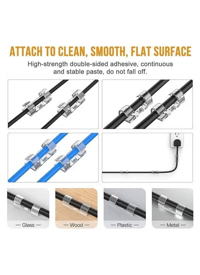 Generic 100 Pieces Clear Self-Adhesive Cable Clips Cable Organizer for 6-8 MM Cable Wire Clamp Sticky Clear Cable Clip Management Organizer Drop Wire Holder for TV PC Cable Desktop Home Office  - Image 2