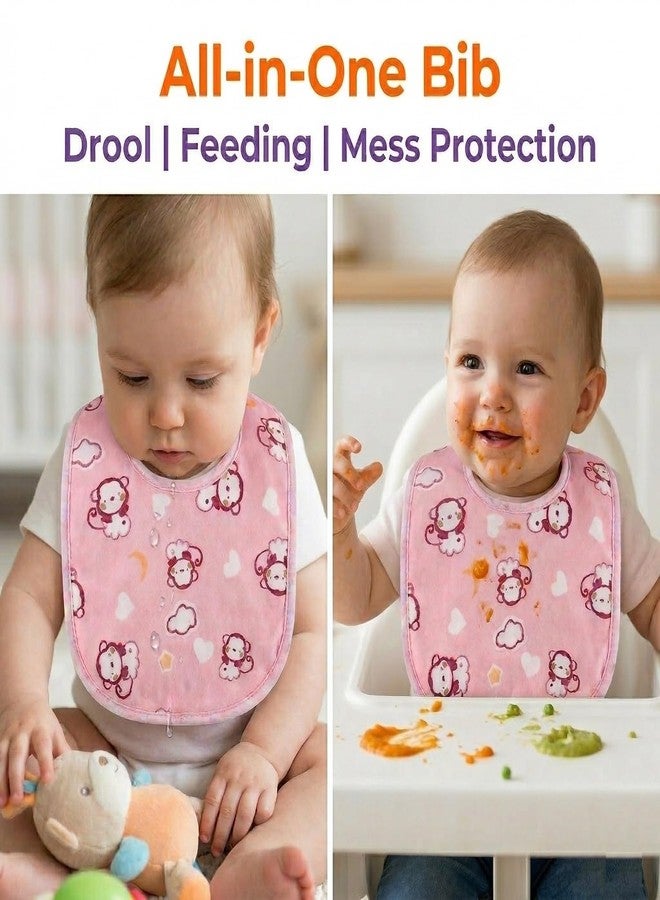 Enorme Combo Pack - Baby Feeding Bibs Set of 6 + 150ml Stainless Steel Feeding Bottle - Waterproof Cotton Bibs, Soft, Washable & Reusable for Infants & Toddlers - Multicolor - Image 2