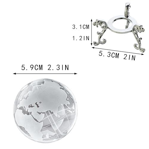 ZEERSHEE 60mm World Globe Crystal Earth Ball Paperweight with Stand Glass Sphere Display Globe Ball Christmas Decor for Home Office Desk - Image 4