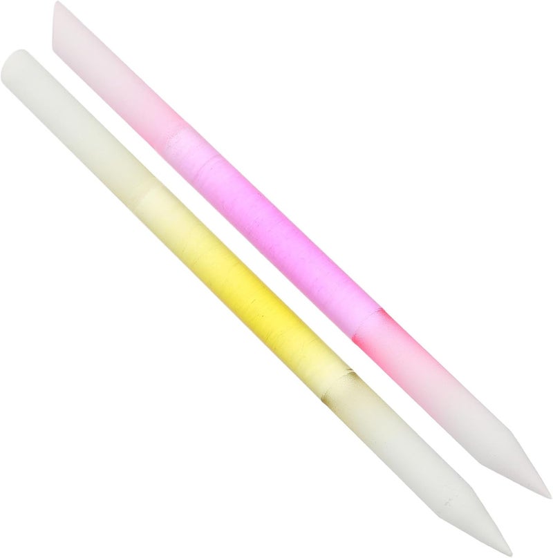 2pcs Glass Cuticle Remover Nail Buffer Set with Fine Grit Glass File Semi- Peach and Yellow Nail Grooming Tool Manicure and Salon Use - Image 1