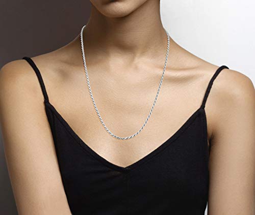 Miabella Solid 925 Sterling Silver Italian 2mm, 3mm Diamond-Cut Braided Rope Chain Necklace for Men Women Made in Italy (3mm, Length 24 Inches) - Image 4
