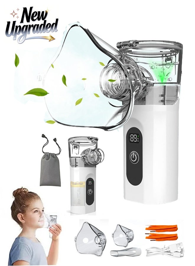 كوراكس ترقية صغيرة Nebulizer للبالغين والأطفال, الشاشة الرقمية الذكية قابلة للتعديل Nebulizer الإلكترونية, USB-الشحن نموذج محمول, 2-سرعة قابلة للتعديل Nebulizer استنشاق, المحمولة فائقة الهدوء عمر البطارية الطويل, مناسبة للسفر للأطفال والاستخدام المنزلي - Image 1