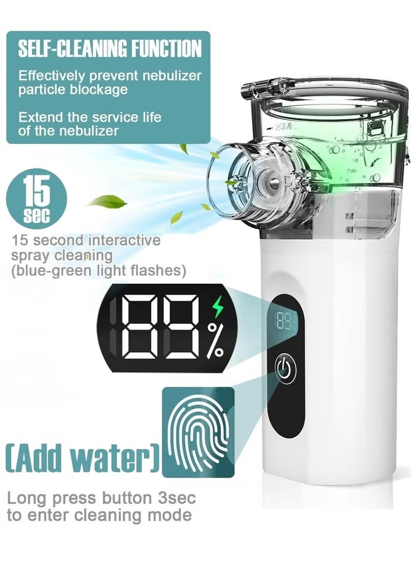 كوراكس ترقية صغيرة Nebulizer للبالغين والأطفال, الشاشة الرقمية الذكية قابلة للتعديل Nebulizer الإلكترونية, USB-الشحن نموذج محمول, 2-سرعة قابلة للتعديل Nebulizer استنشاق, المحمولة فائقة الهدوء عمر البطارية الطويل, مناسبة للسفر للأطفال والاستخدام المنزلي - Image 2