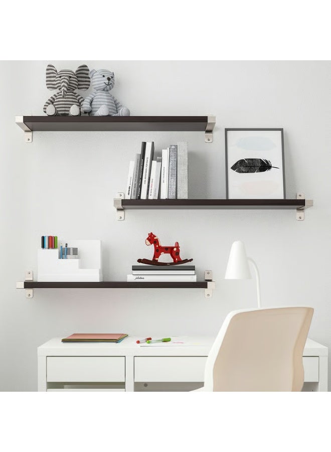 IKEA (IKEA) رف حائط مُركّب، بني-أسود/مطلي بالنيكل، 80×20 سم - Image 3
