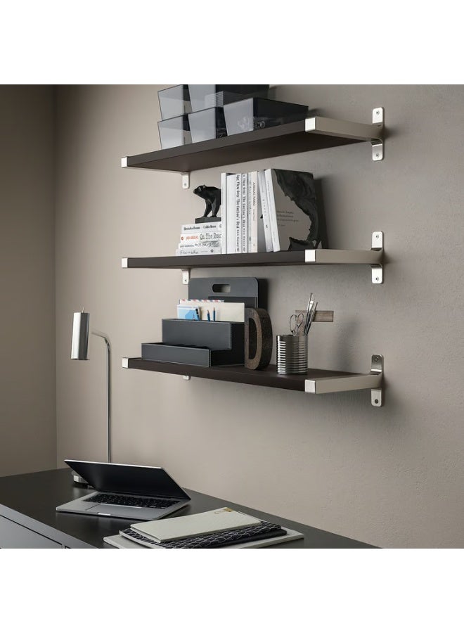 IKEA (IKEA) رف حائط مُركّب، بني-أسود/مطلي بالنيكل، 80×20 سم - Image 2