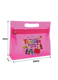 PRINTSHOP4ME Teachers Day Gift Pink Transparent Cosmetic Bag with zipper closure - Teacher Appriciation Gift - Gift for Teacher - Teacher Gifts  - Image 5
