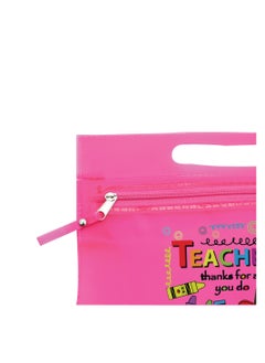 PRINTSHOP4ME Teachers Day Gift Pink Transparent Cosmetic Bag with zipper closure - Teacher Appriciation Gift - Gift for Teacher - Teacher Gifts  - Image 4