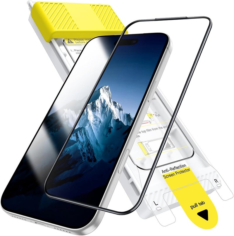 جي تيك واقي شاشة Infinity AR لهاتف iPhone 17 Pro Max، طلاء م��اد للانعكاس AR، زجاج مقسى 9H+ ثلاثي الأبعاد بتغطية كاملة، مقاوم للكسر بدرجة عسكرية، مقاوم للبصمات، سهل التركيب، عبوة واحدة - Image 1